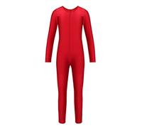 YiZYiF Maillot Largo Body Completo para Niñas Maillot Gimnasia Rítmica Manga Larga Body Entero Mono Danza Yoga Leotardo Ballet Traje Bailarina 5-12 Años Rojo 13-14 años