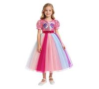 YiZYiF Niños Ropa Disfraz Jugar a Ser Alguien Actuación En El Escenario Vestido De Fiesta Brillante Cosplay Rosa 10-11 años