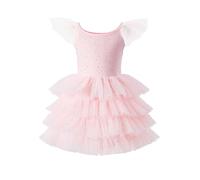 YiZYiF Niños Vestido De Baile para Niñas Tutu Tule Ballet Ropa Informal Bailar Patinaje Artístico Rosa 2-3 años