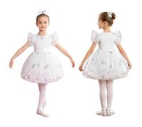 YiZYiF Niños Vestido De Ballet para Niñas Body Clásico Baile Competición Fiesta Feria Coro Arte Blanco 9-10 años
