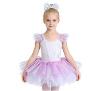 YiZYiF Niños Vestido Tutu De Ballet para Niñas Competición Bailar Elegante Clase Preparación Adorno Un Morado 7-8 años
