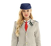 YiZYiF Sombrero de Azafata de Vuelo Gorro de Fieltro para Azafatas Air Hostess Hat Disfraz Fiesta Cosplay Halloween Carnaval Traje Disfraces Accesorios Azul B 56cm