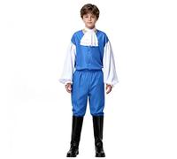 YiZYiF Traje Príncipe Europeo Niños Ropa Disfraz Jugar a Ser Alguien Conjunto Camisa con Manga Farol Escenario Azul 5-6 años