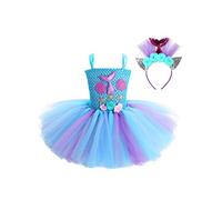 YiZYiF Vestido Tutú Princesa Sirena Niñas Disfraz Sirenita Bebés Niñas Vestido Cumpleaños Traje Lindo Fiesta Carnaval Día de Niños Actuación 2-12 Años Azul C 6-7 Años