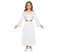 YiZYiF Vestirse Ángel Y Diablo Niños Roba De Iglesia Hombros Descubiertos Túnicas Adoración Ropa Cosplay Niñas Blanco 13-14 años
