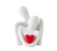 Yizzwtc Estatua de Pareja de Cerámica, Figuras de Parejas Decorativas, Escultura de Pareja Enamorada Moderna Decoración de Escultura Abstracta con Corazón Rojo para Dormitorio (Blanco Blanco Rojo)