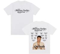 YIZZZFA Rapper Quevedo Buenas Noches Tour 2025 Camiseta De Manga Corta, Unisex T-Shirt, Cuello Redondo Informal, Estampado, Alla Moda Da Strada,Blanca,M