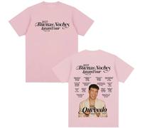 YIZZZFA Rapper Quevedo Buenas Noches Tour 2025 Camiseta De Manga Corta, Unisex T-Shirt, Cuello Redondo Informal, Estampado, Alla Moda Da Strada,Rosado,XS