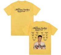 YIZZZFA Rapper Quevedo Buenas Noches Tour 2025 Camiseta De Manga Corta, Unisex T-Shirt, Cuello Redondo Informal, Estampado, Alla Moda Da Strada,Amarillo,XL
