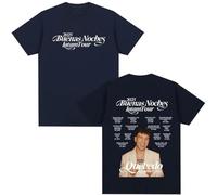YIZZZFA Rapper Quevedo Buenas Noches Tour 2025 Camiseta De Manga Corta, Unisex T-Shirt, Cuello Redondo Informal, Estampado, Alla Moda Da Strada,Azul,XS