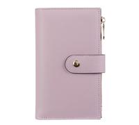 YJ-NEFELI Cartera de piel para mujer con RFID para tarjetas de crédito, triple pliegue, monedero de tamaño mediano con soporte para bolígrafo, Purple, 6.5''x 4.2''x 1.4'', Casual