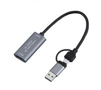 Yjcnelcr 2 en 1 2K 50FPS USB 3.0 tipo C HDMI compatible con captura de video tarjeta teléfono juego webcast curso estudio video