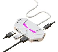 Yjcnelcr Adaptador USB de 7 puertos USB 2.0, divisor de extensión, conexión para laptop, disco duro, computadora, tipo C, transferencia estable