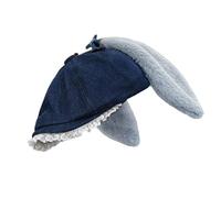Yjcnelcr Boina con moño extraíble con orejas de conejo para mujeres y niñas, sombrero de chofer, sombrero de chofer, para exteriores, plano, azul marino, Talla única