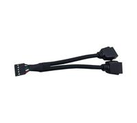 Yjcnelcr Cable divisor interno USB 2.0 para placa base, color negro | Adaptador en Y de 9 pines a dos de 9 pines para enrutamiento de expansión USB del panel frontal