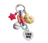 Yjcnelcr Clouds - Llavero con colgante de corazón y campanas de estrella para mujer, accesorio colorido para mochila, llavero ligero, blanco, Talla única