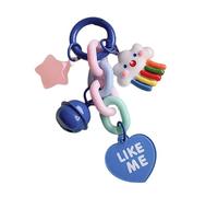 Yjcnelcr Clouds - Llavero con colgante de corazón y campanas de estrella para mujer, accesorio colorido para mochila, llavero ligero, azul, Talla única
