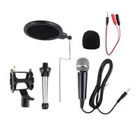 Yjcnelcr Juego de micrófono de condensador con filtro de espuma para estudio de instrumentos musicales y podcasts, con fácil conexión de dispositivo de 3,5 mm/micrófono de transmisión en vivo USB