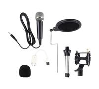 Yjcnelcr Juego de micrófono de condensador con filtro de espuma para estudio de instrumentos musicales y podcasts, con fácil conexión de dispositivo de 3,5 mm/micrófono de transmisión en vivo USB