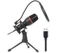 Yjcnelcr Micrófono condensador USB con soporte de trípode y luces LED para juegos profesionales, karaoke y música profesional