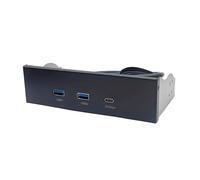Yjcnelcr Panel de bahía de disco de 5.25 pulgadas USB 3.2 tipo C adaptador para carcasas de PC con doble puerto USB A y velocidad rápida tipo C