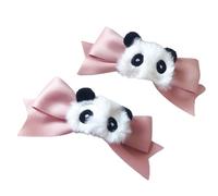 Yjcnelcr Pinzas para el pelo para mujer, 2 unidades, delicado lazo a cuadros estilo Y2K, clip lateral para el pelo, clip para el pelo de niñas dulces, estilo lazo, panda peludo, accesorios para el