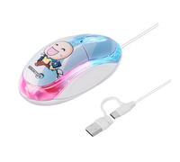Yjcnelcr Ratón de alambre USB tipo C 2 en 1, ratón de alambre USB A, 7 luces de fondo LED, 1000 DPI, 3 botones, fácil de usar, para portátil Windows 7