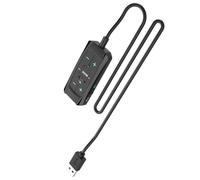 Yjcnelcr Tarjeta de sonido externa USB 7.1 adaptador auditivo envolvente con control de sonido para auriculares de juegos de PC largos