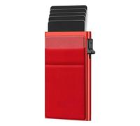 Yjcnelcr Tarjetero de bloqueo de aluminio con mecanismo deslizante lateral para evitar robo y almacenamiento multifuncional para viajes de negocios, cartera de tarjetas de metal, Red