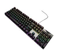 Yjcnelcr Teclados mecánicos RGB retroiluminados para juegos con interruptores azules, diseño de cables delgados para PC