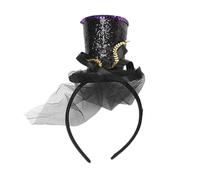 Yjcnelcr Tocado vintage para niños, exquisito brillo para fiesta de té, disfraz de pastillero, tocado para Halloween, color negro