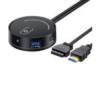 Yjcnelcr USB 3.0 USB C - Botón de extensión de conmutación de alimentación para computadora de escritorio, puerto auditivo 3.5 opcional, 116 cm