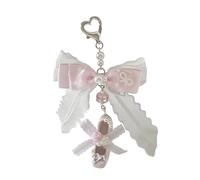 Yjcnelcr Versátil dije de lazo de mariposa con perlas para bolsos que mejora tu cociente de estilos en compras o reuniones sociales. Elegante colgante de perlas