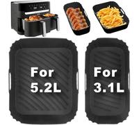 YJDM Airfryer Molde de silicona accesorio para Tefal EY9018 Dual Easy Fry 5,2/3,1 L, Moulinex 8,3 L, Cestas Cecotec 5,5/3,5 L, DMS 6L/4L, freidora de aire, accesorios para freidora de aire doble