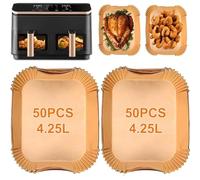 YJDM Airfryer - Papel de horno para freidora de aire caliente COSORI 8,5 L, 100 unidades, rectangular, para COSORI CAF-R901-AEU, freidora de aire caliente, 2 cámaras, doble zona, airfryer Air Fryer