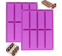 YJDM Moldes rectangulares de silicona para barra de granola, 2 paquetes de moldes de barra de cereales de energía nutricional, molde de silicona profunda para hornear pan, brownie, pastel de queso,