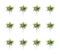 YJDOORPLAY 12 flores artificiales de orquídea oncidium, tallos de eucalipto falsos para interiores y exteriores, decoración del hogar, jardín, boda, arreglo floral realista de plástico (amarillo)