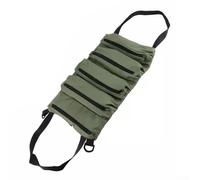 YJDOORPLAY Bolsa organizadora de herramientas para alicates, destornilladores, llaves, almacenamiento de lona Oxford, 5 bolsillos, soporte enrollable, color negro (verde militar)