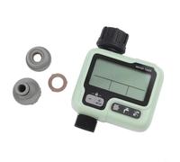 YJDOORPLAY Temporizador de agua automático para manguera de jardín con retraso de lluvia, bloqueo infantil y anulación manual, controlador digital de aspersor para riego de patio, verde y negro