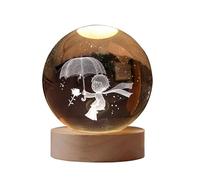 YJDZ Luz nocturna de bola de cristal, colorida decoración luminosa de cristal cálido (Le Petit Prince Garde la Rose)