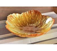 YJDZ Nordic Modern - Frutero de cristal con forma de flor nacarada, plato decorativo grande para uso doméstico (naranja, 31 x 7,4 cm)