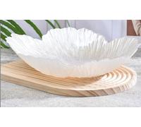 YJDZ Nordic Modern - Frutero de cristal con forma de flor nacarada, plato decorativo grande para uso doméstico (blanco, 31 x 7,4 cm)