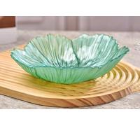 YJDZ Nordic Modern - Frutero de cristal moderno, forma de flor nacarada, plato decorativo grande para uso doméstico (verde, 25,7 x 6,3 cm)