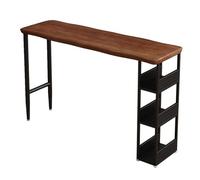 YJEUZCD 100-160cm Rectángulo Madera Barra Mesa, Industriales Contador Altura Taberna Mesa, Cocina Comedor Tienda Mesa Sillas Conjunto con Lado Estantes(Brown-A,160x40x105cm)