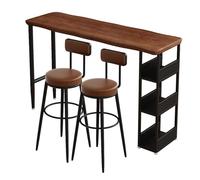 YJEUZCD 100-160cm Rectángulo Madera Barra Mesa, Industriales Contador Altura Taberna Mesa, Cocina Comedor Tienda Mesa Sillas Conjunto con Lado Estantes(Brown-B,100x40x105cm)