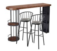 YJEUZCD Comedor Barra Mesa, Taberna Mesa Sillas Conjunto para con Almacenamiento Estantes, Consola Cima Alta Mesa para Desayuno Cocina(Brown-B,120x45x106cm)