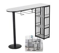 YJEUZCD Largo Rectangulares Mesa De Bar, Taberna Mesas, Cocina Comedor Partición Gabinete, Inicio Contador con 3 Niveles Almacenamiento Estantes(Black,55.1x15.7x41.3in)