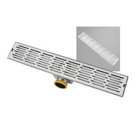 YJEUZCD Lineal Drenar con Extraíble Cuadrado Rejilla Cubierta, Acero Inoxidable 304 Trinchera Drenar para Patio Cocina Drenaje Alcantarillado(Silver-M,60x12cm/23.6x4.7in)