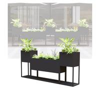 YJEUZCD Metal Alto Largo Plantador Caja, Exterior Interior De Pie Flor Caja Dividir, Comercial Patio Porche Desmontable Dividir Divisor(Black,200x80cm/78.7x31.4in)