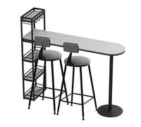 YJEUZCD Rectangulares Barra Mesa, Pub Largo Cima Alta Mesa con Almacenamiento Estantes, Desayuno Comedor Mesa para Cocina Comedor(Black-B,100x45x150cm)